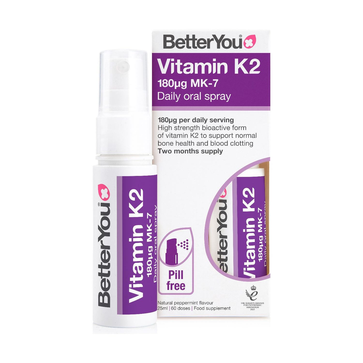 BetterYou Vitamin K2 oral spray 25ml, imported from the UK