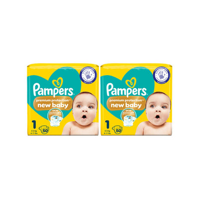 Boots Pampers Premium Protection New Baby Size 1 Nappies Bundle (2 x 50 Count)- Buy online at McGrocer