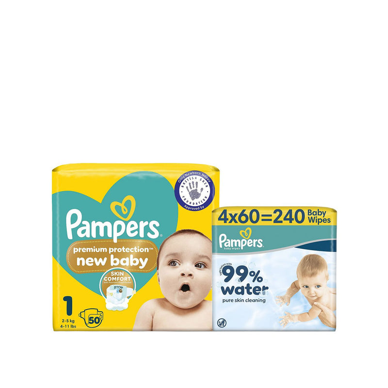 Pampers New Baby Bundle size 1 nappies and wipes, imported from the UK