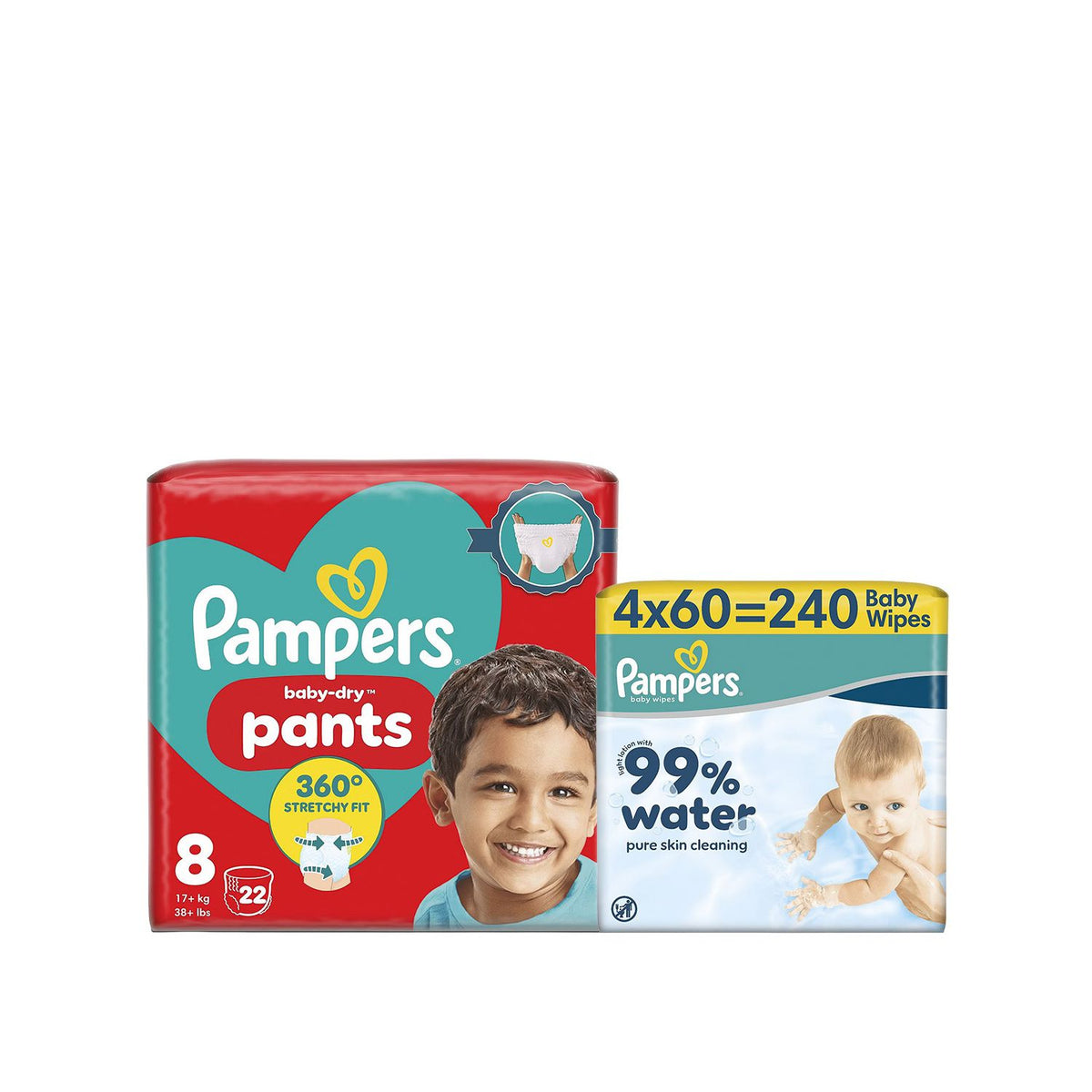Pampers Baby-Dry bundle size 8 nappies and wipes - British product