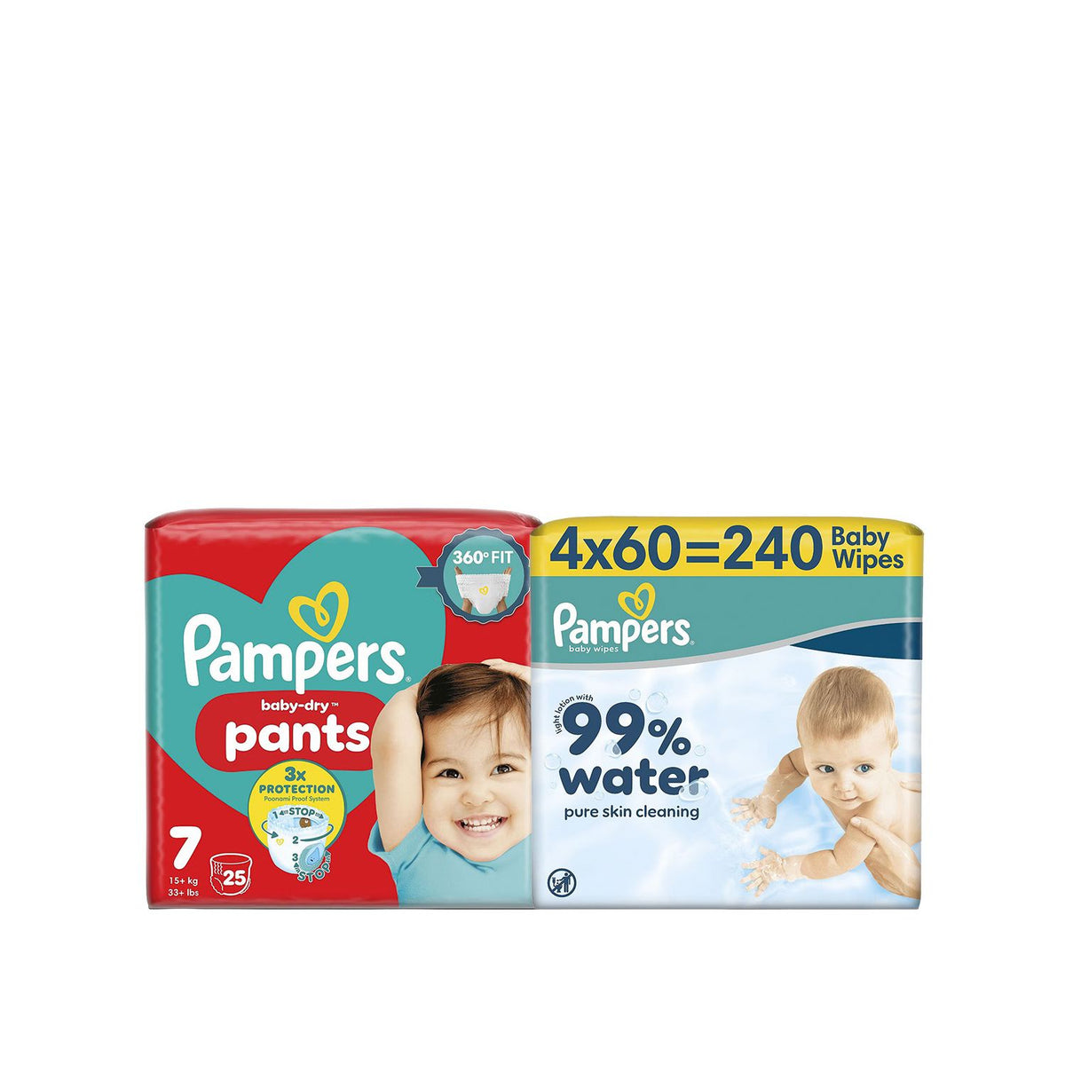 Pampers Baby-Dry nappy pants size 7 and baby wipes bundle (British brand)