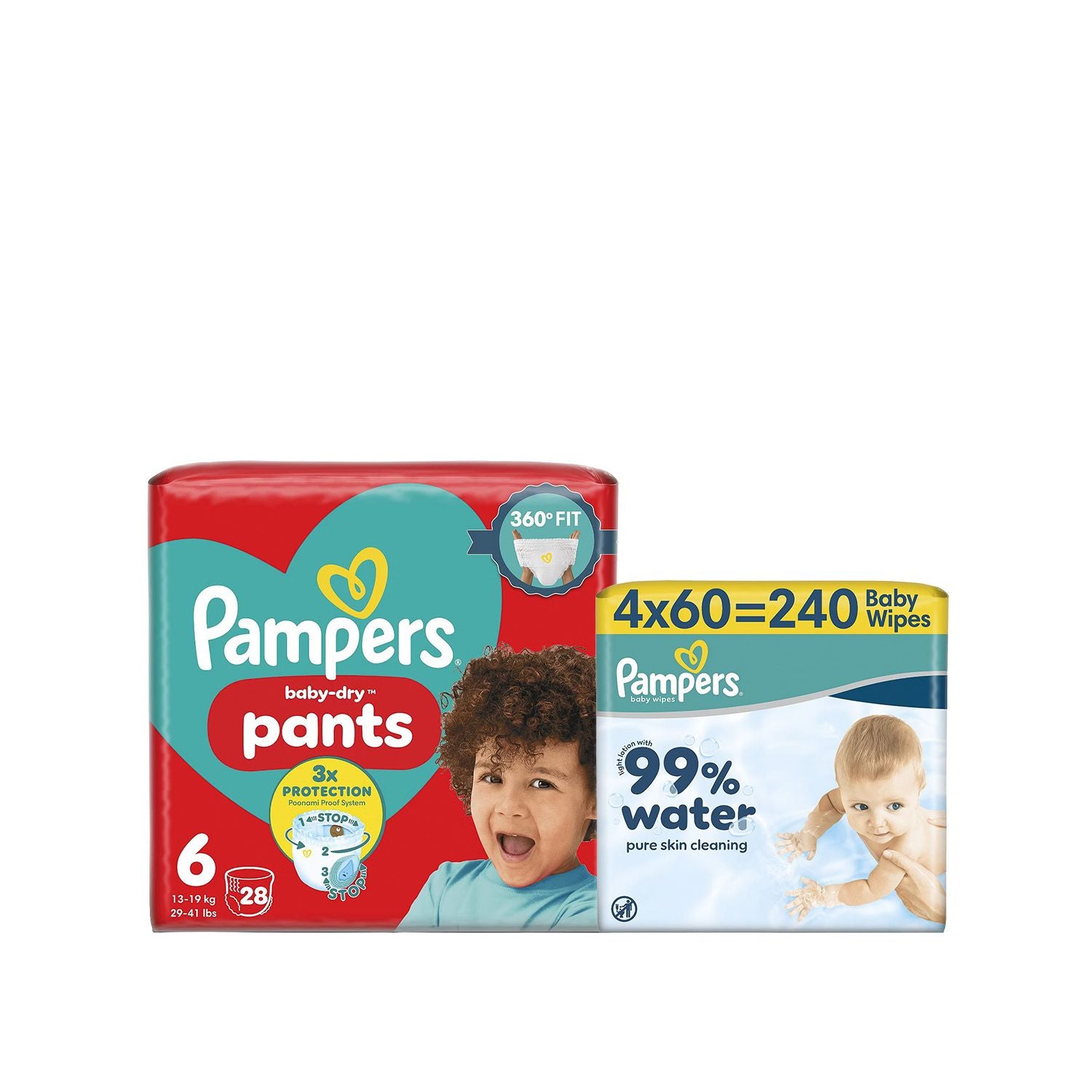 Pampers Baby-Dry nappy pants size 6 and wipes bundle - British product