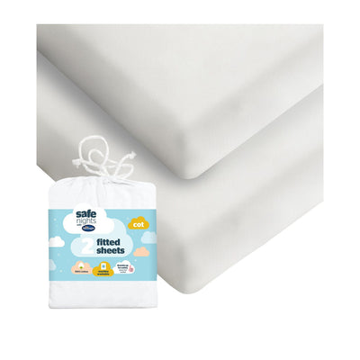 Boots Silentnight Safe Nights Fitted Sheet - Cot - White - 2 Pack- Buy online at McGrocer
