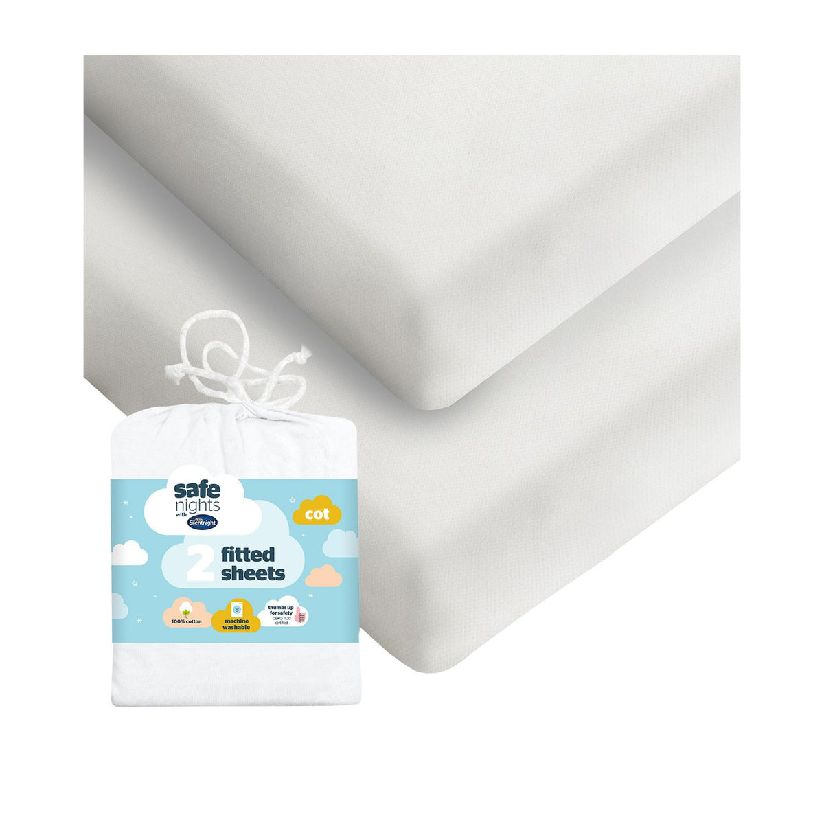 Silentnight cot fitted sheets white 2 pack - British product