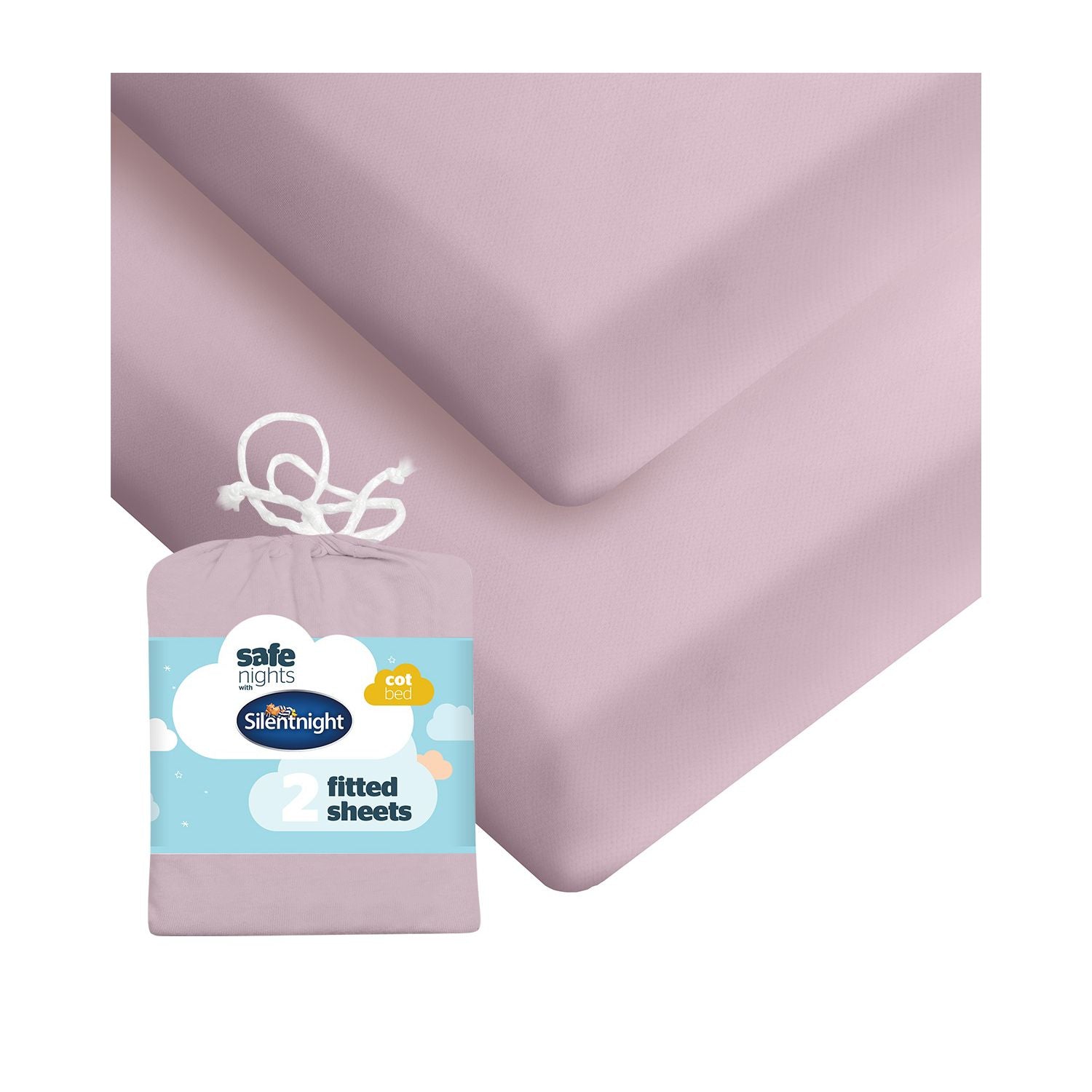 Silentnight fitted sheets cot bed pink 2 pack, UK version