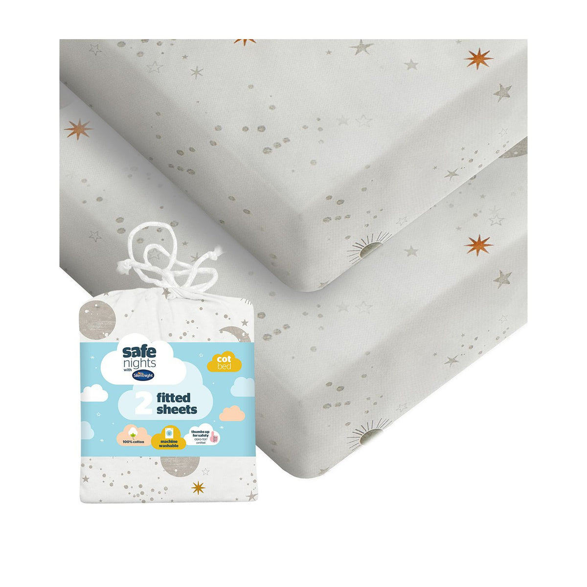 Silentnight fitted sheets Celestial cot bed - British product