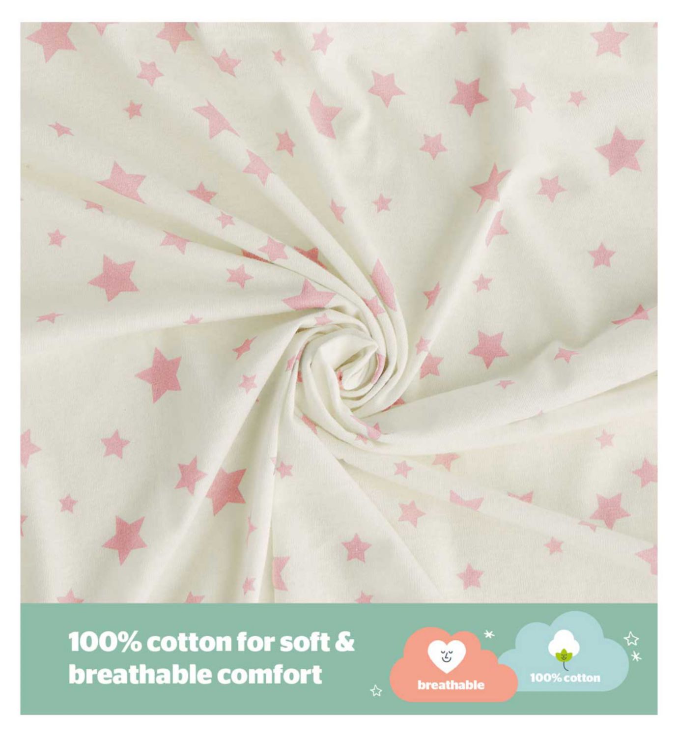 Silentnight swaddle blanket pink star 3 pack - British product