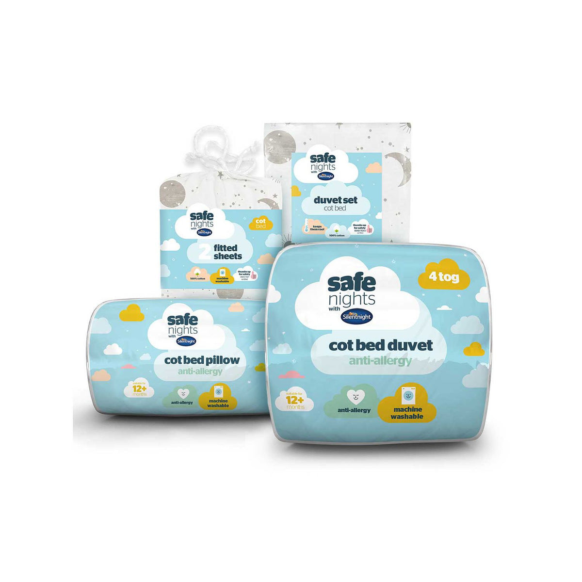 Silentnight Safe Nights cot bed bundle Celestial (British brand)