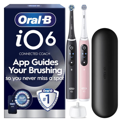 Boots Oral-B iO6 Electric Toothbrush, 2-Pack, Black & Pink, 2 Brush Heads, Premium Travel Case- Buy online at McGrocer