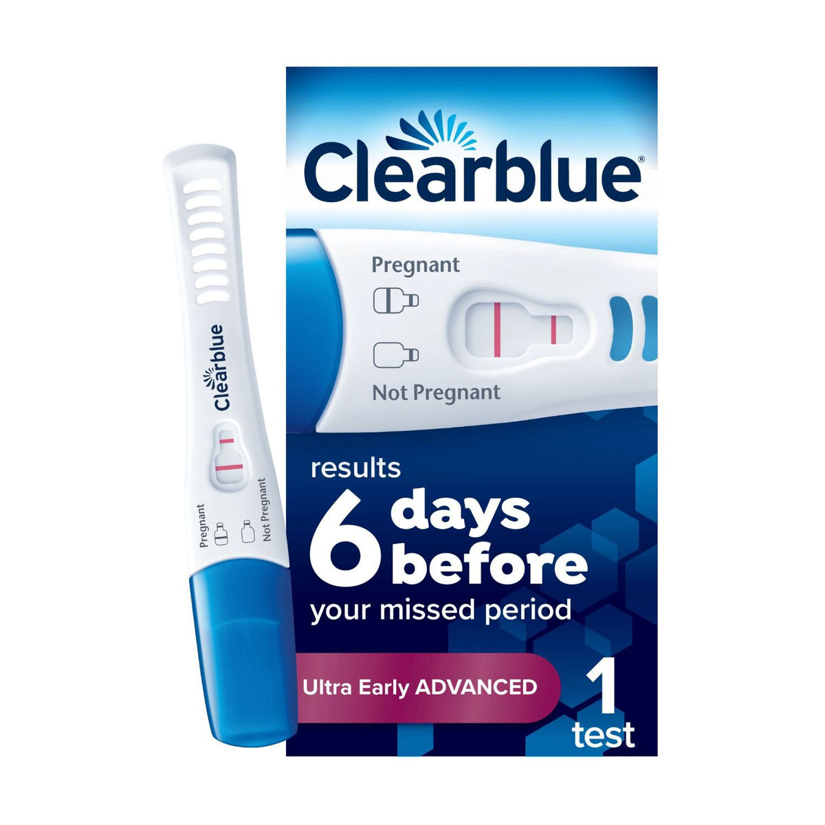 Clearblue pregnancy test Ultra Early Advanced 1 test, UK version