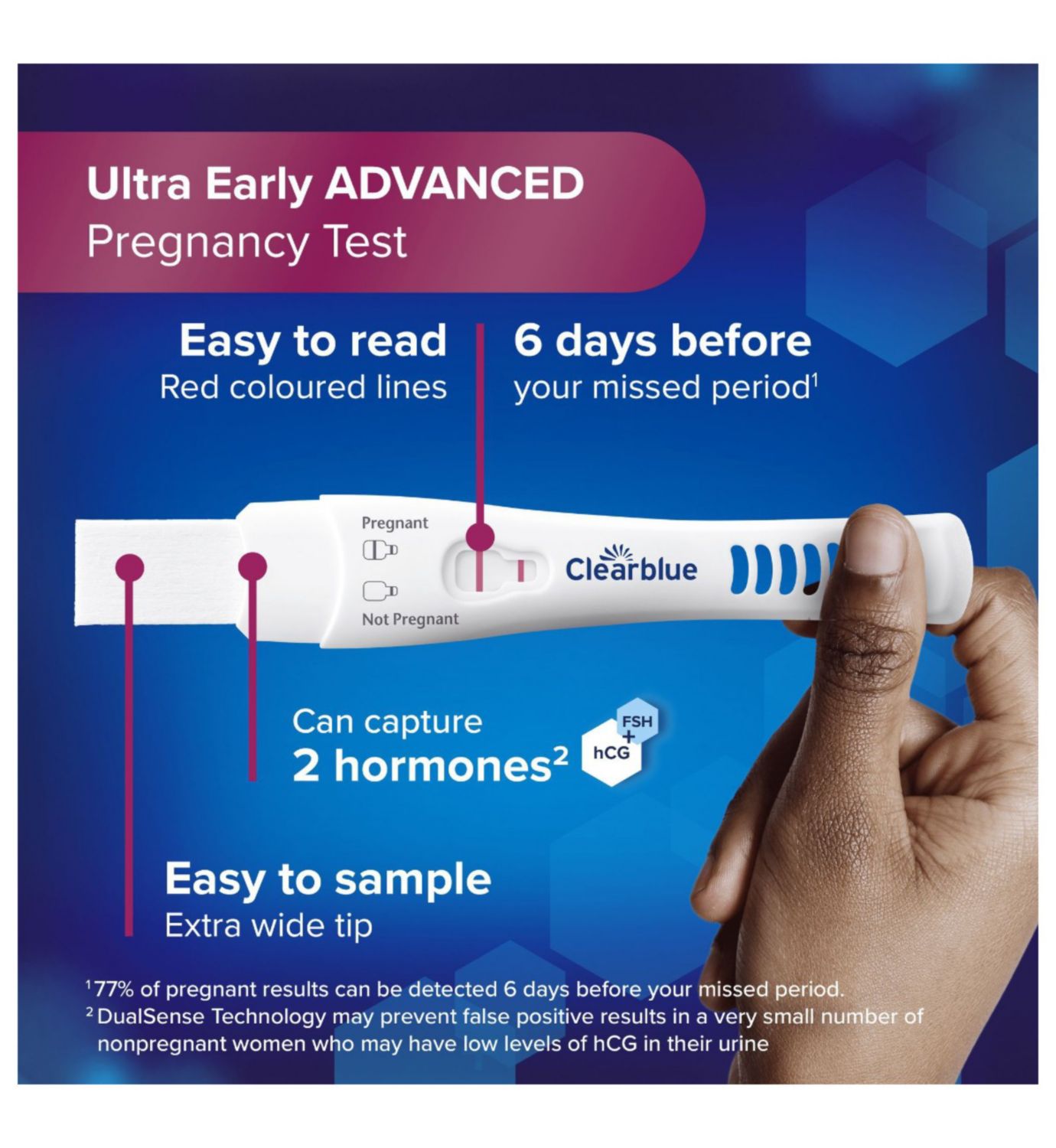 Clearblue pregnancy test Ultra Early Advanced 1 test, UK version
