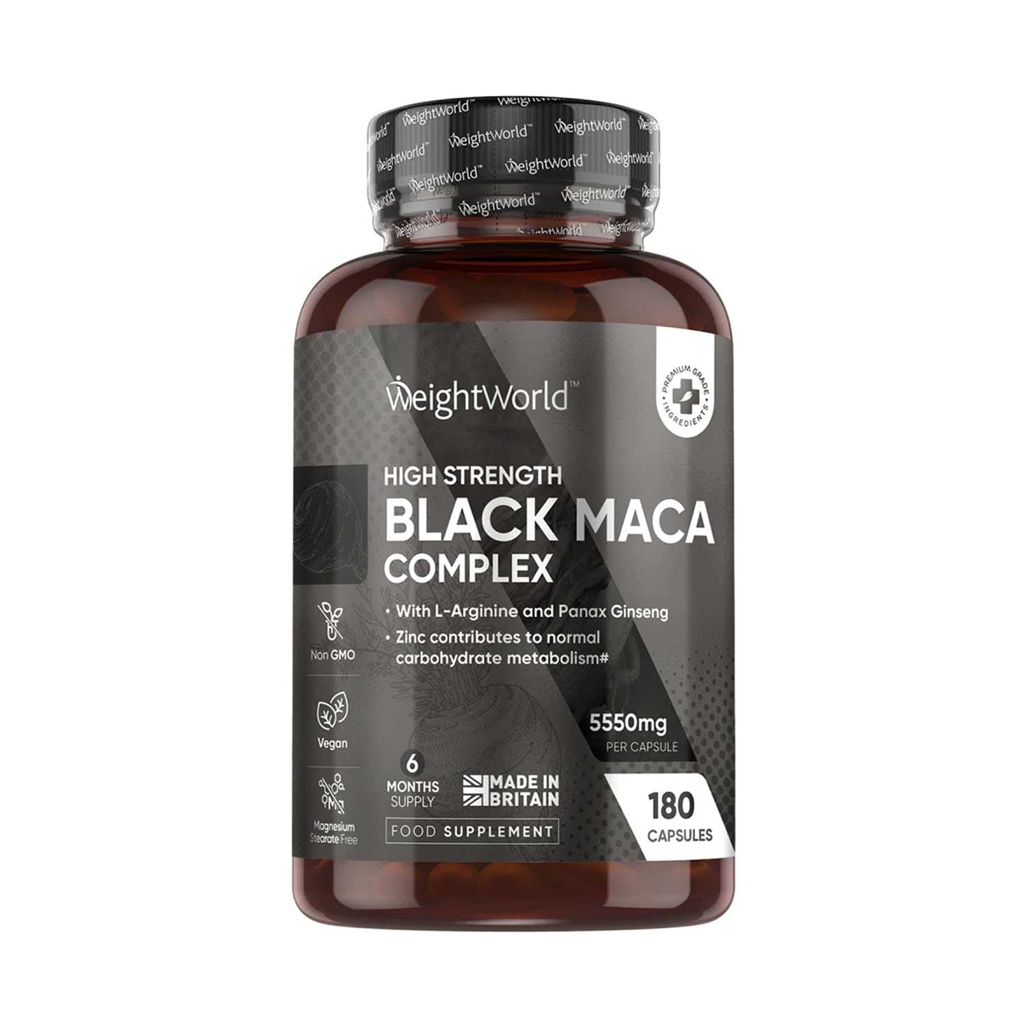 WeightWorld black maca complex 5550mg 180 capsules (British brand)