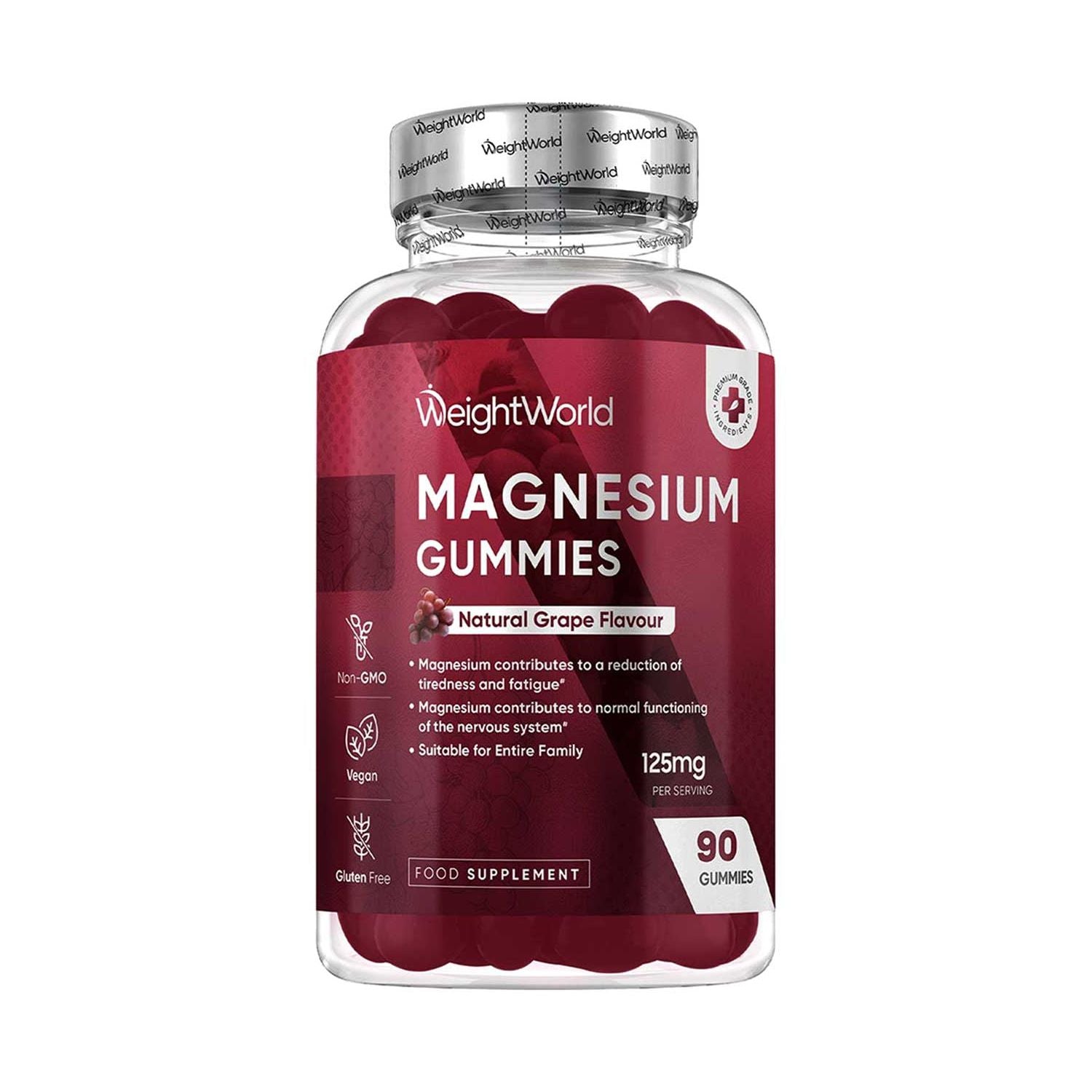 WeightWorld magnesium citrate gummies grape flavour 90 gummies, imported from the UK