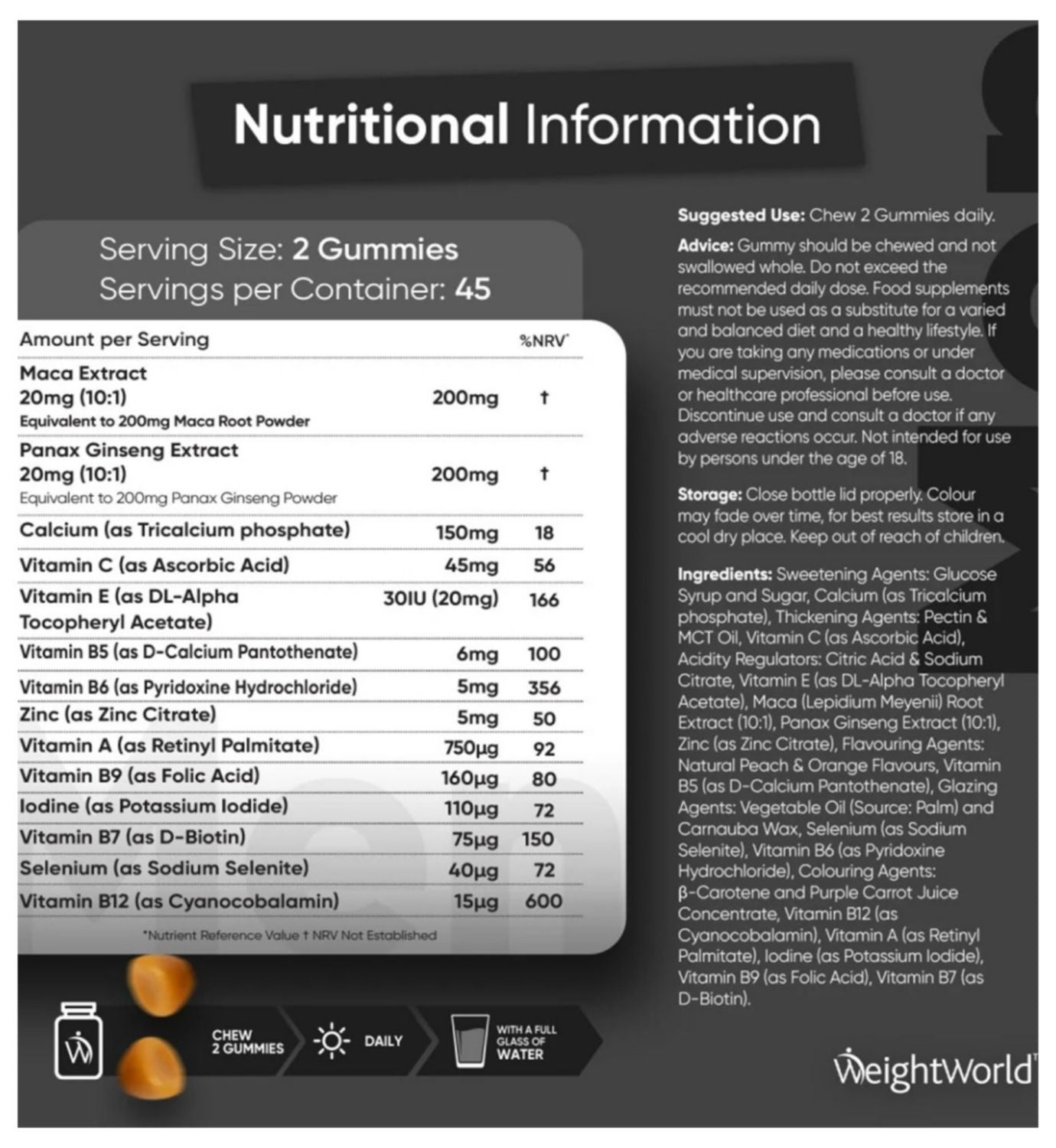 WeightWorld multivitamin gummies for men 90 gummies - British product