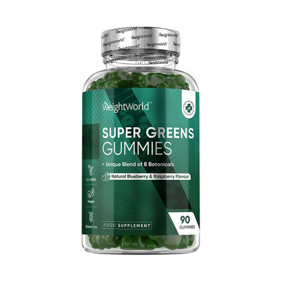 Boots WeightWorld Super Greens Gummies Natural Blueberry & Raspberry Flavour 90 Gummies- Buy online at McGrocer