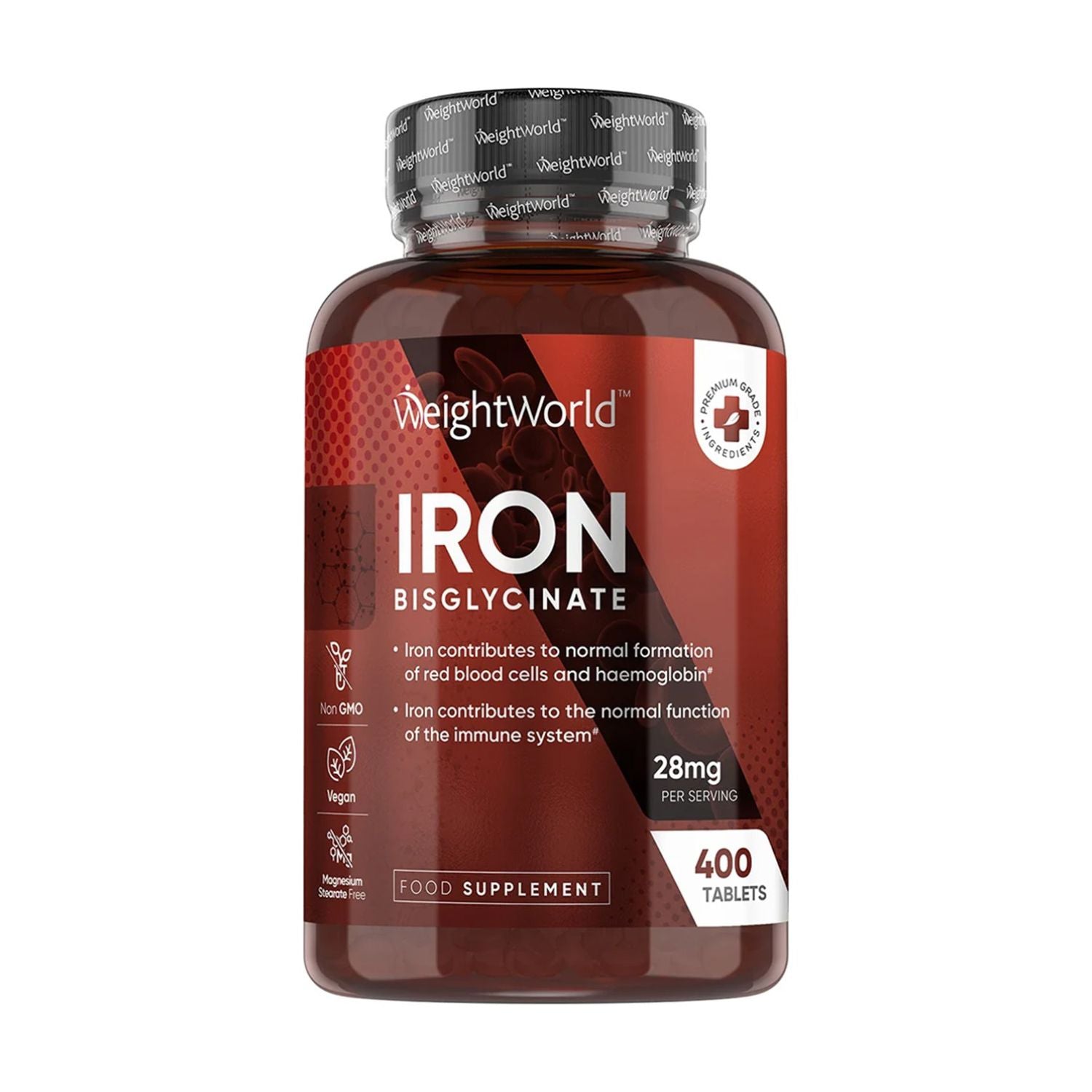 WeightWorld iron supplement bisglycinate 28mg 400 tablets, UK version