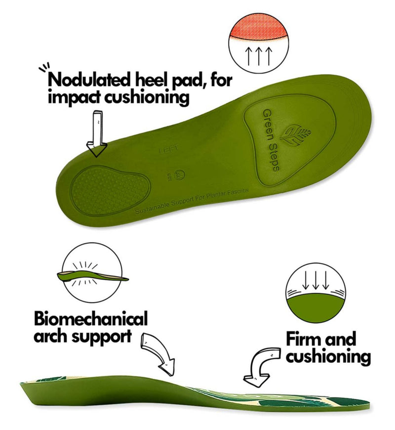FootActive Green Steps orthotic insoles size 7-8.5 (British brand)