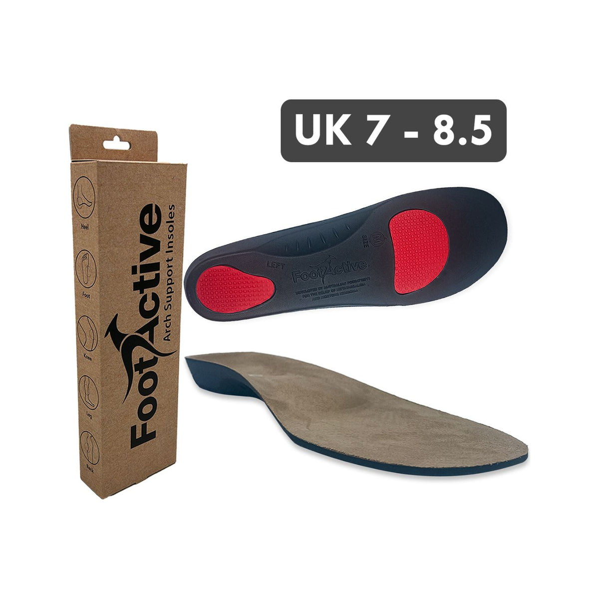 FootActive metatarsalgia orthotic insoles size 7-8.5, UK version