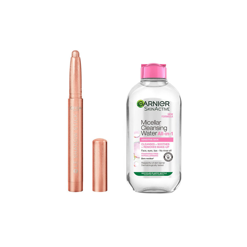 L'Oreal Paris eyeshadow stick and Garnier micellar water duo bundle (British brand)