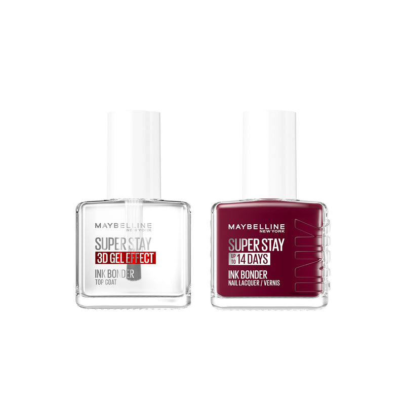 Maybelline nail polish duo Midnight Red and Crystal Clear 12.6ml (British brand)