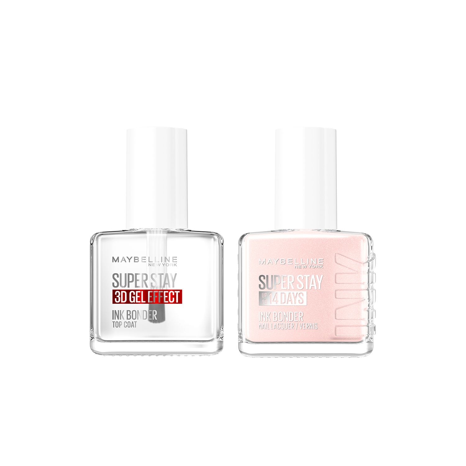 Maybelline Superstay Ink Porcelain and clear bonder nail polish duo, UK version