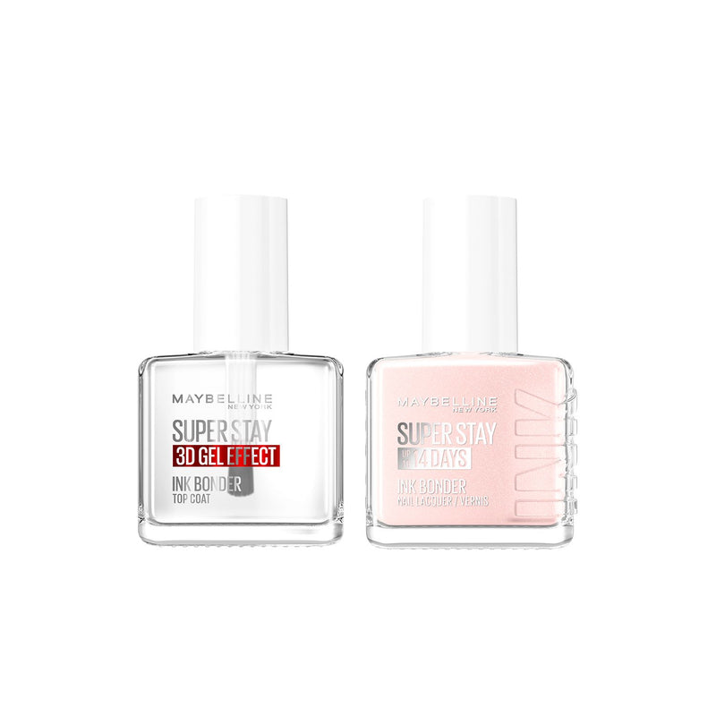 Maybelline Superstay Ink Porcelain and clear bonder nail polish duo, UK version