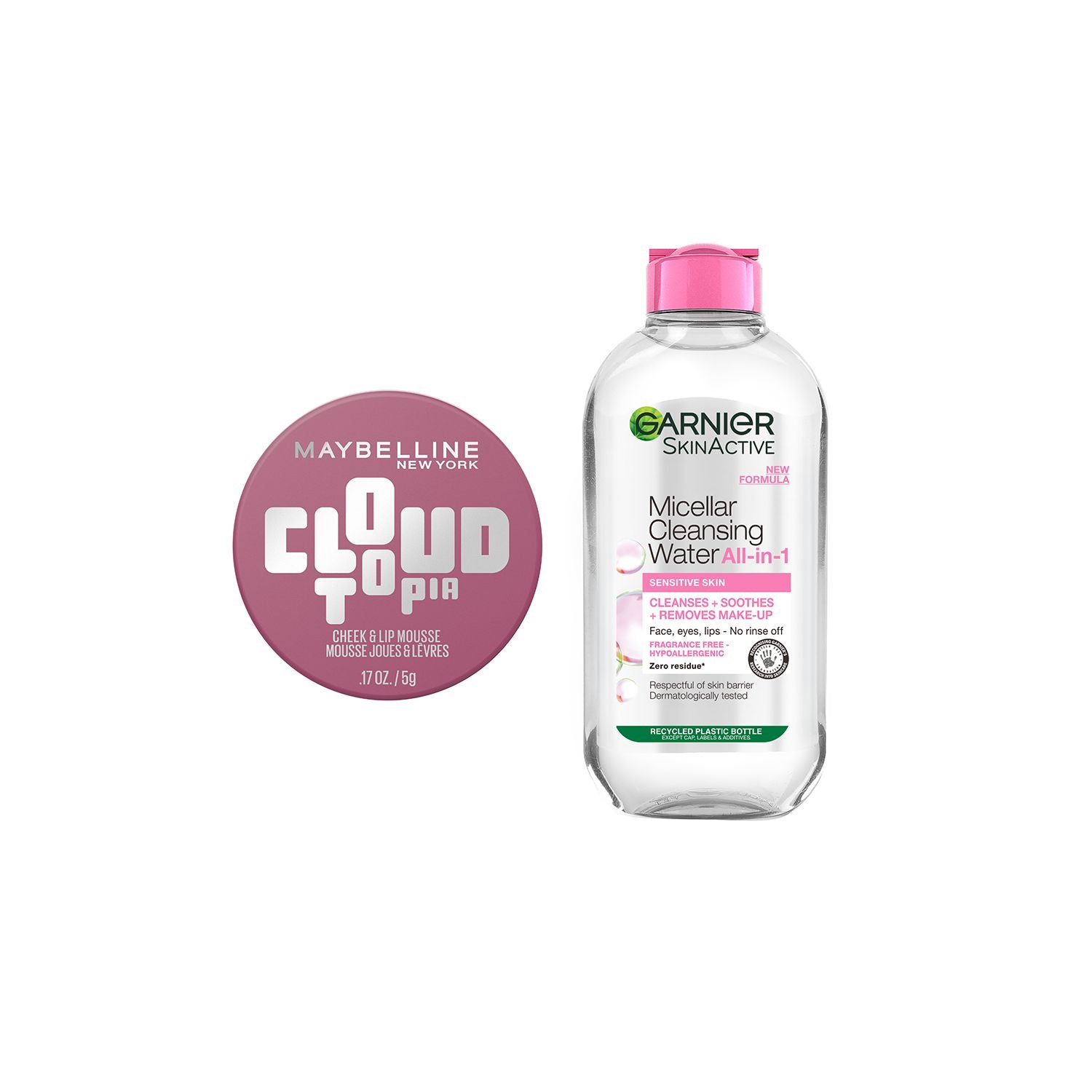 Maybelline Cloudtopia Blush and Garnier Micellar Water bundle - British product