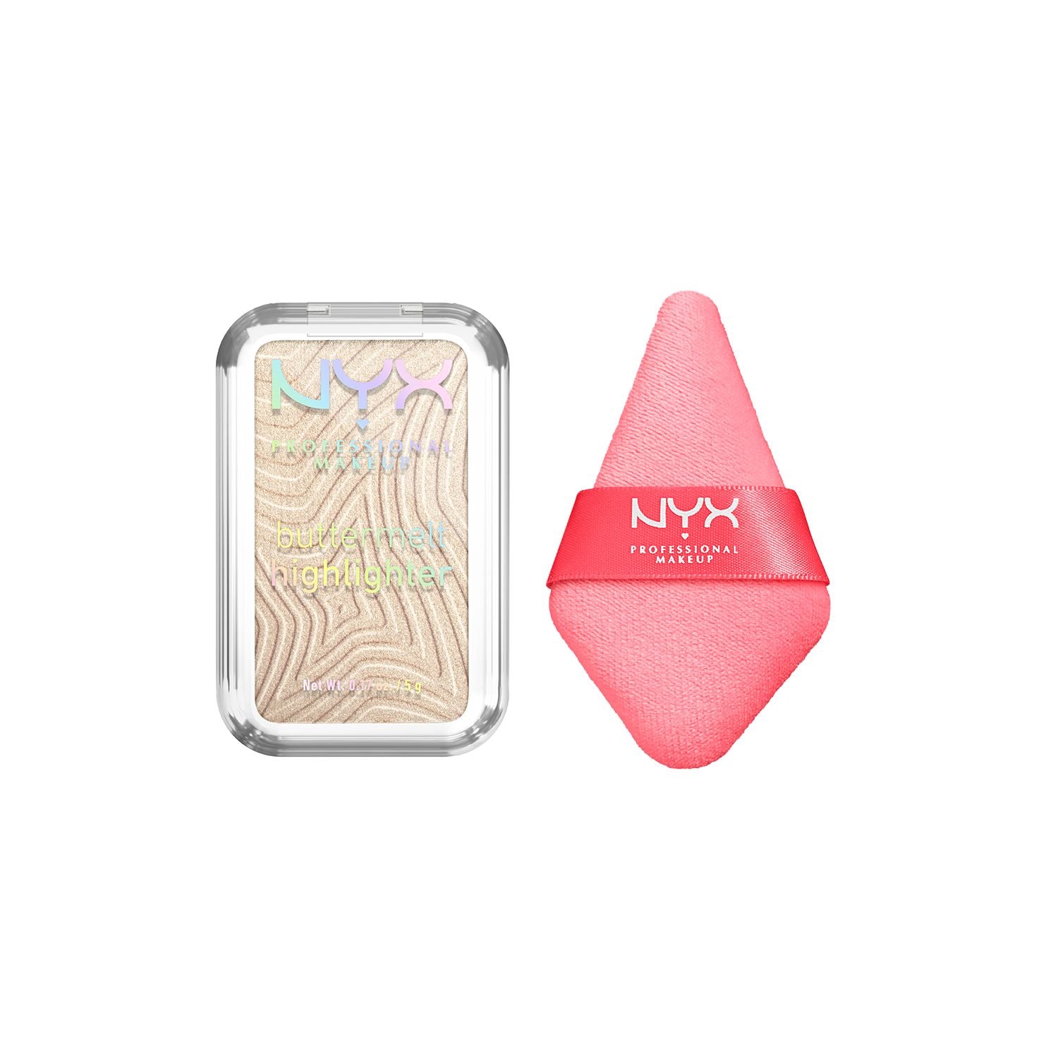 NYX Buttermelt Highlighter and Powder Puff set, imported from the UK
