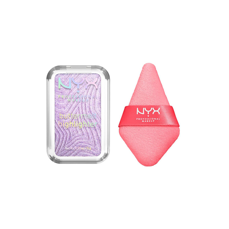 NYX Professional Makeup Buttermelt Highlighter bundle with Wonder Powder Puff, UK version
