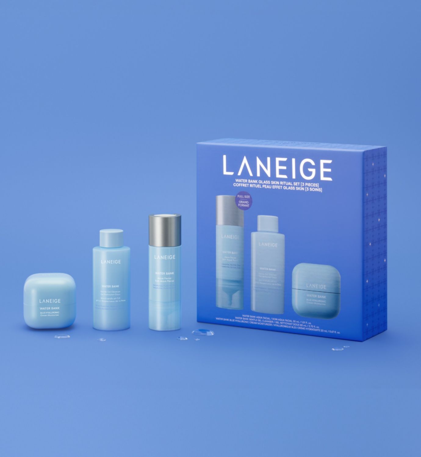 Laneige Water Bank Glass Skin Ritual Set skincare products, imported from the UK