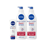 NIVEA Repair & Care bundle body lotion 400ml and hand cream 100ml (British brand)