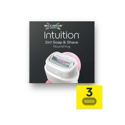 Boots Wilkinson Sword Intuition 2in1 Soap & Shave Nourishing Razor Blade Refills 3 Count- Buy online at McGrocer