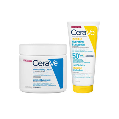Boots CeraVe Body SPF Routine Bundle: Invisible Hydrating Sunscreen 177ml & Moisturising Cream 454g- Buy online at McGrocer