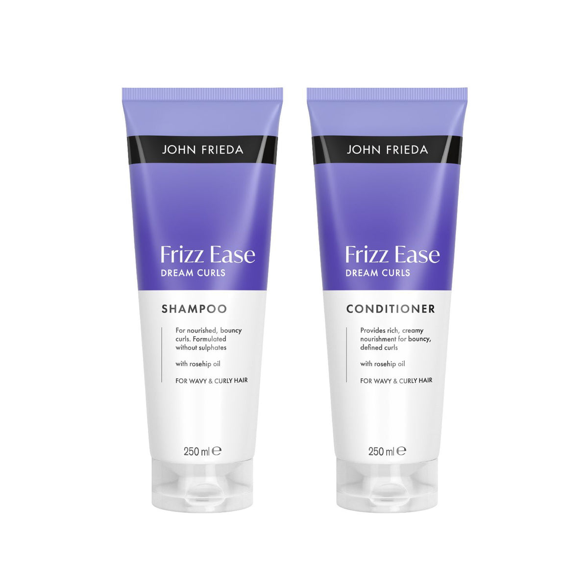 John Frieda Dream Curls Duo Bundle shampoo and conditioner 250ml, imported from the UK