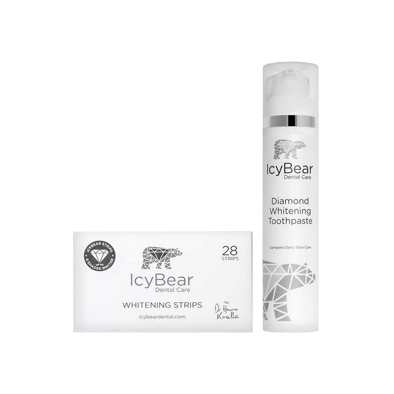 Icy Bear Whitening Starter Bundle toothpaste and strips, UK version