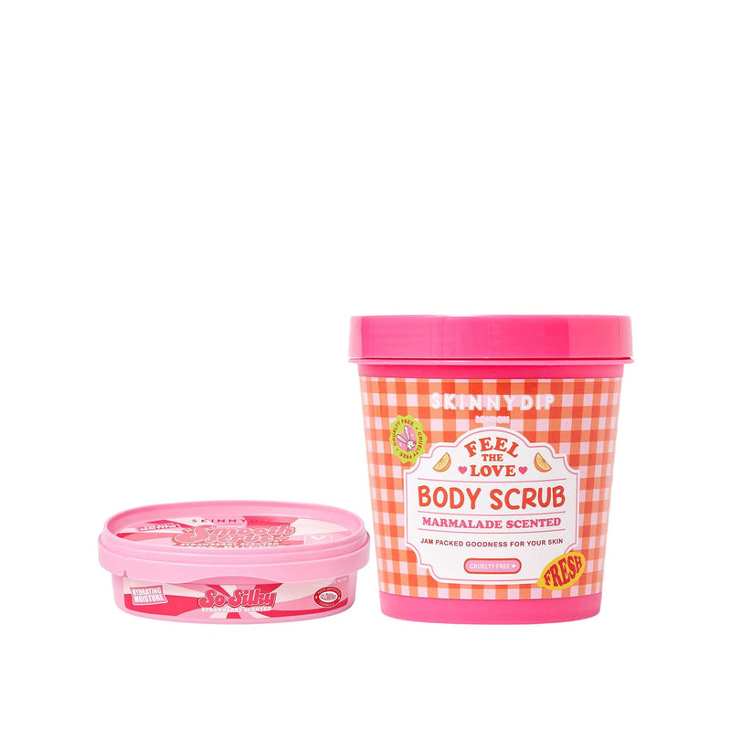 Skinnydip London body butter and scrub bundle, imported from the UK