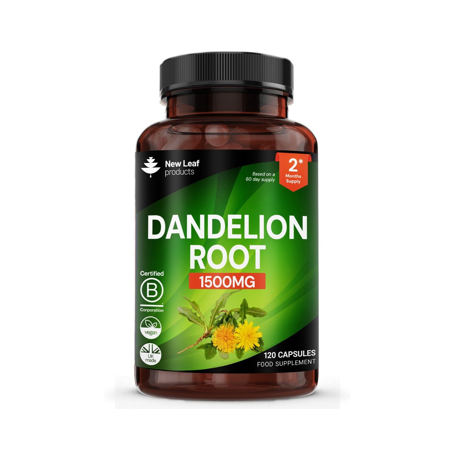 New Leaf dandelion root capsules high strength 120 capsules - British product
