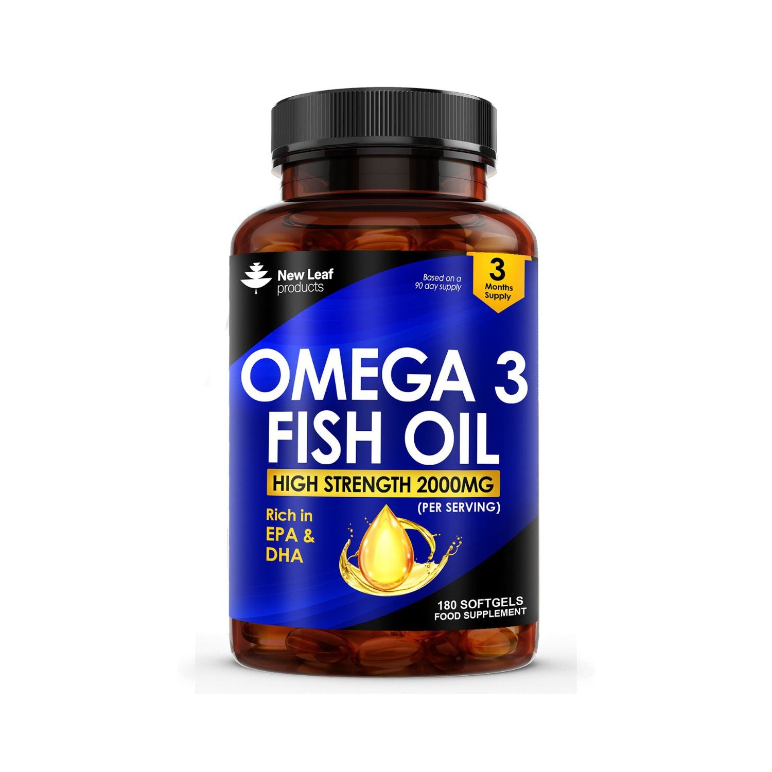 New Leaf Omega 3 capsules 2000mg 180 softgels, UK version