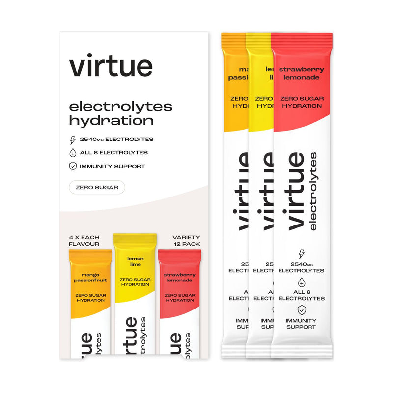 Virtue Electrolytes Hydration Powder Variety Pack 12 Sachets - British product