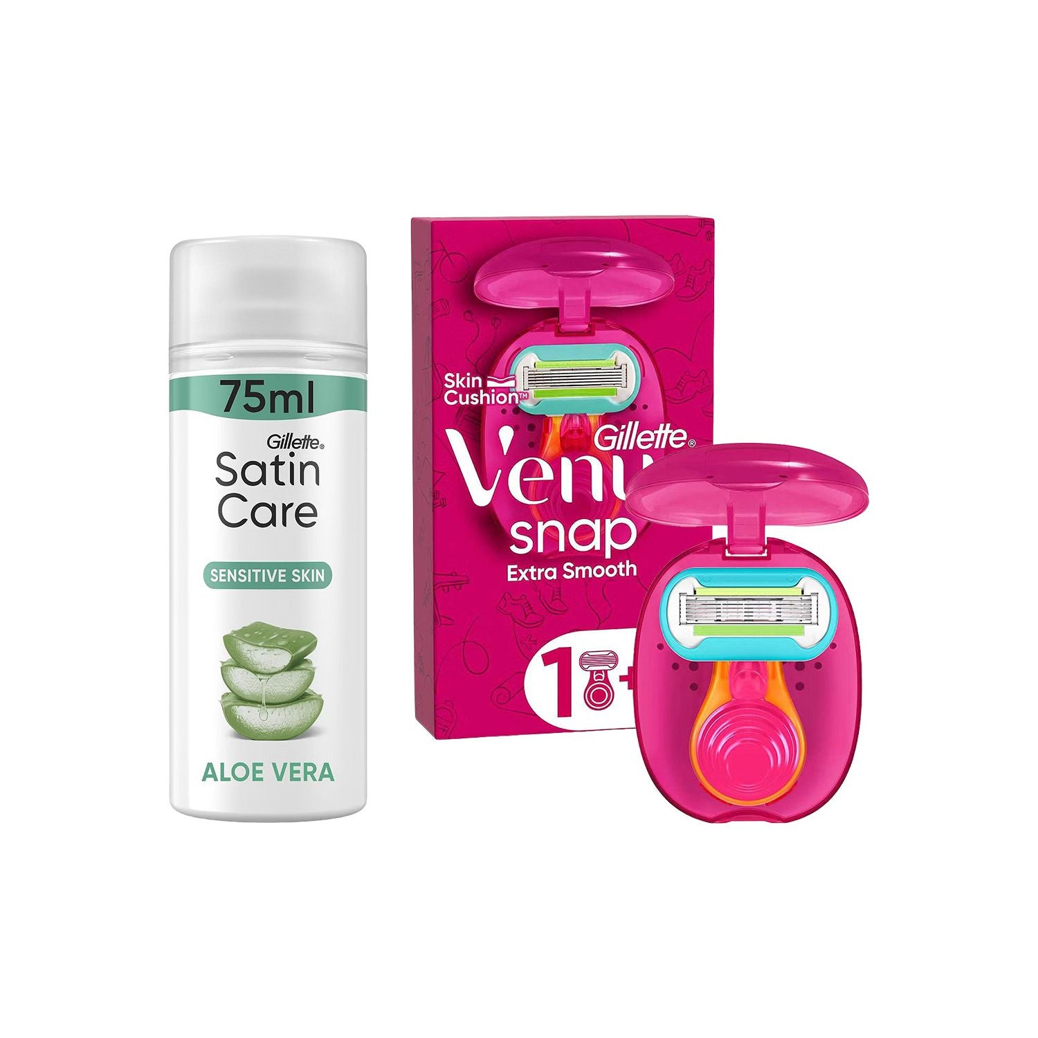 Gillette Venus travel shaving kit with razor and gel, imported from the UK