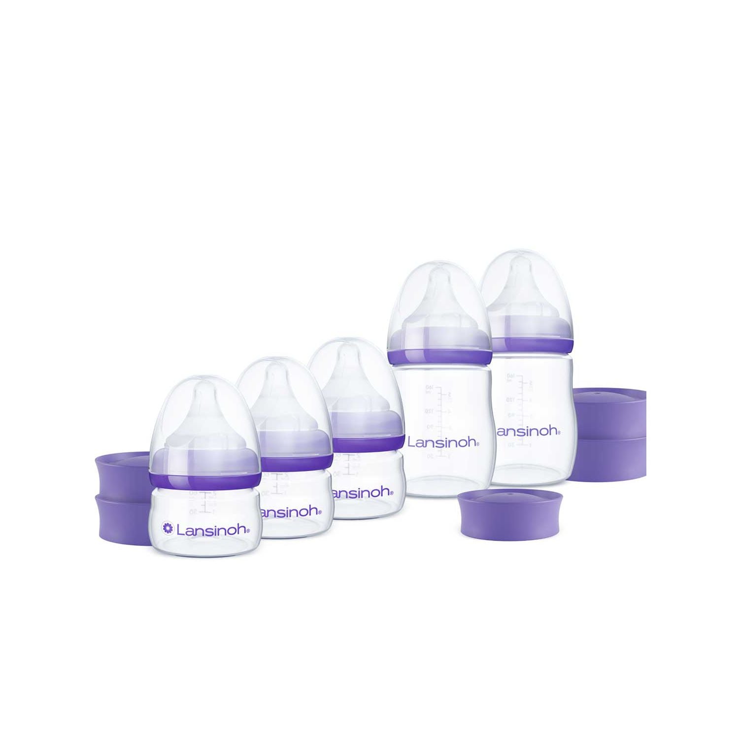 Lansinoh baby feeding bundle with 5 bottles and NaturalWave teats, imported from the UK