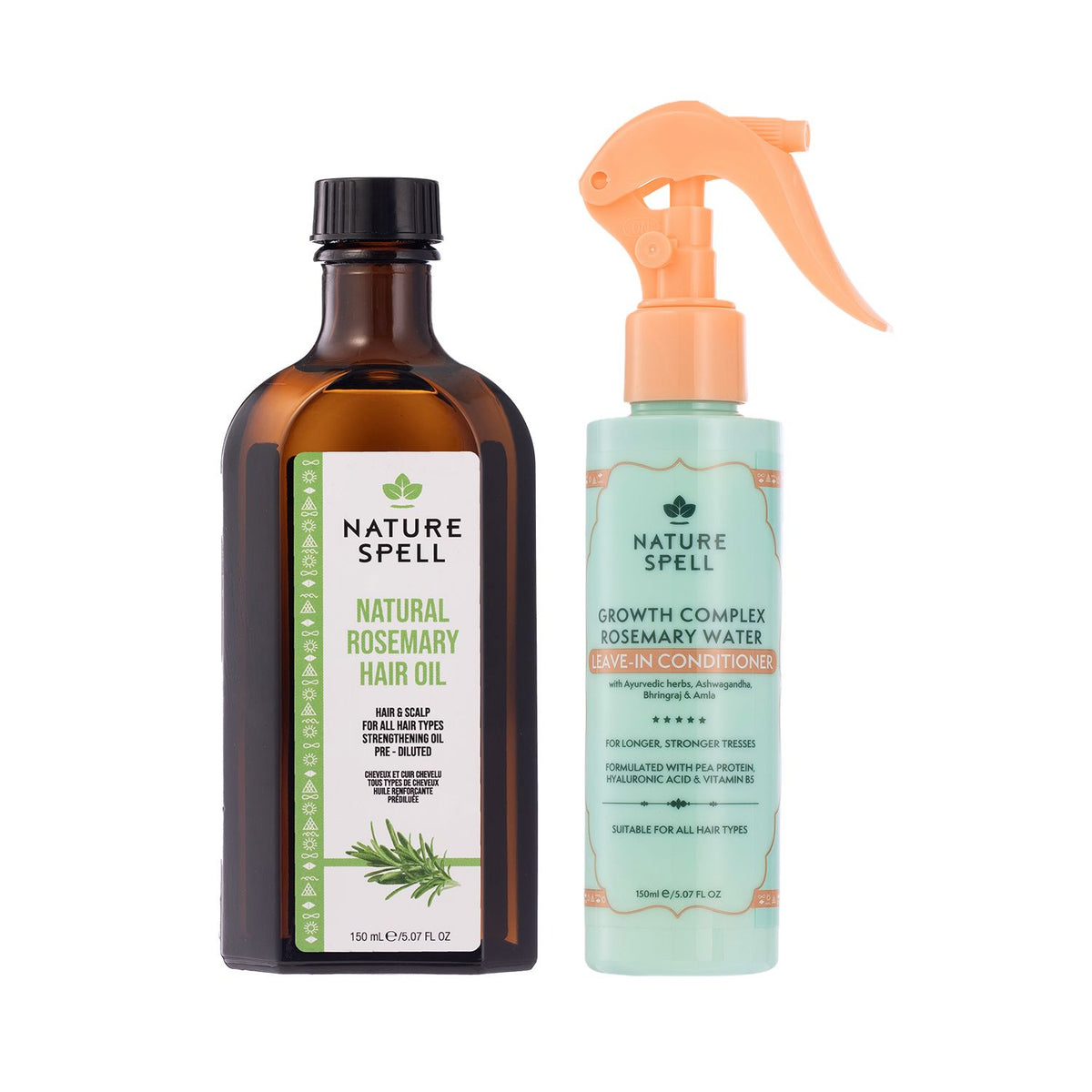 Nature Spell hair care bundle Rosemary 150ml each, imported from the UK
