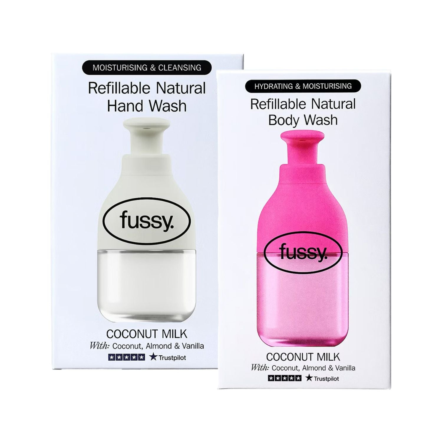 Fussy Coconut Starter Bundle hand wash and body wash, UK version