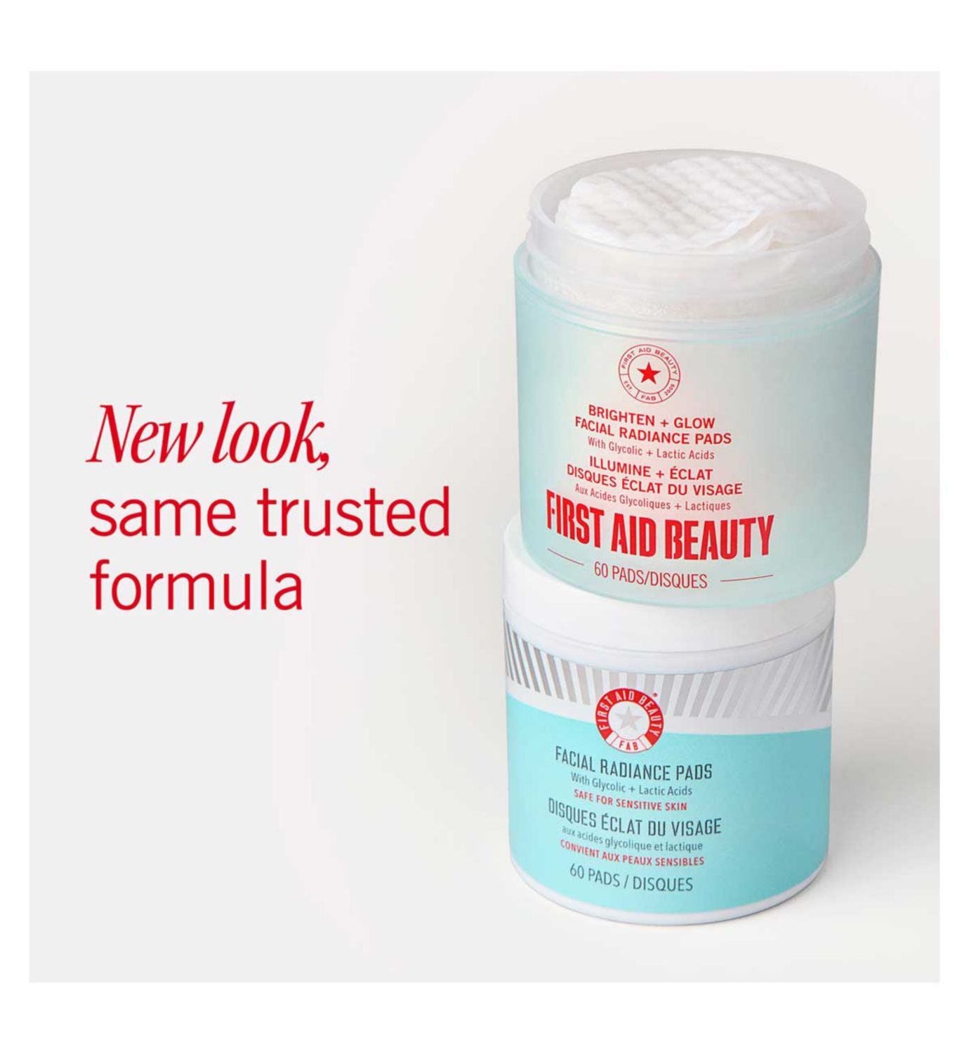 First Aid Beauty Brighten + Glow facial pads, imported from the UK