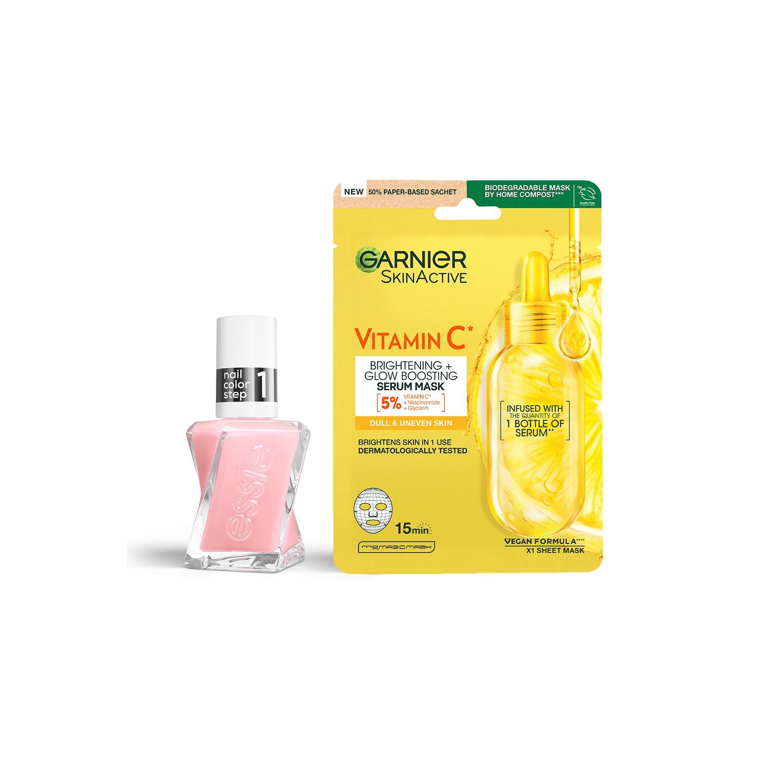 Essie Sheer Fantasy nail polish and Garnier Vitamin C face mask - British product