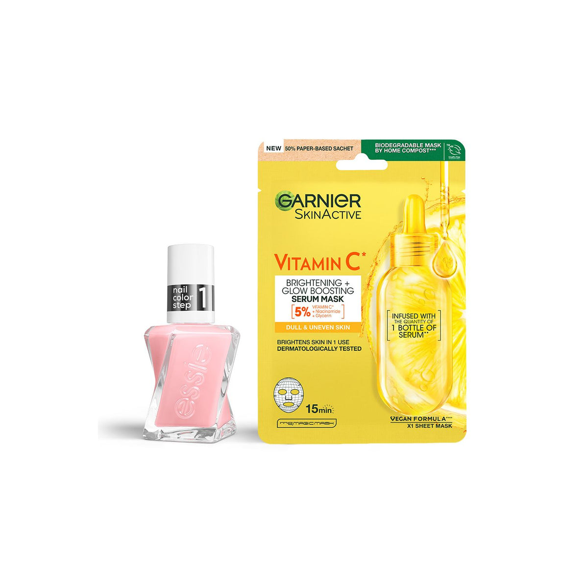 Essie Sheer Fantasy nail polish and Garnier Vitamin C face mask - British product