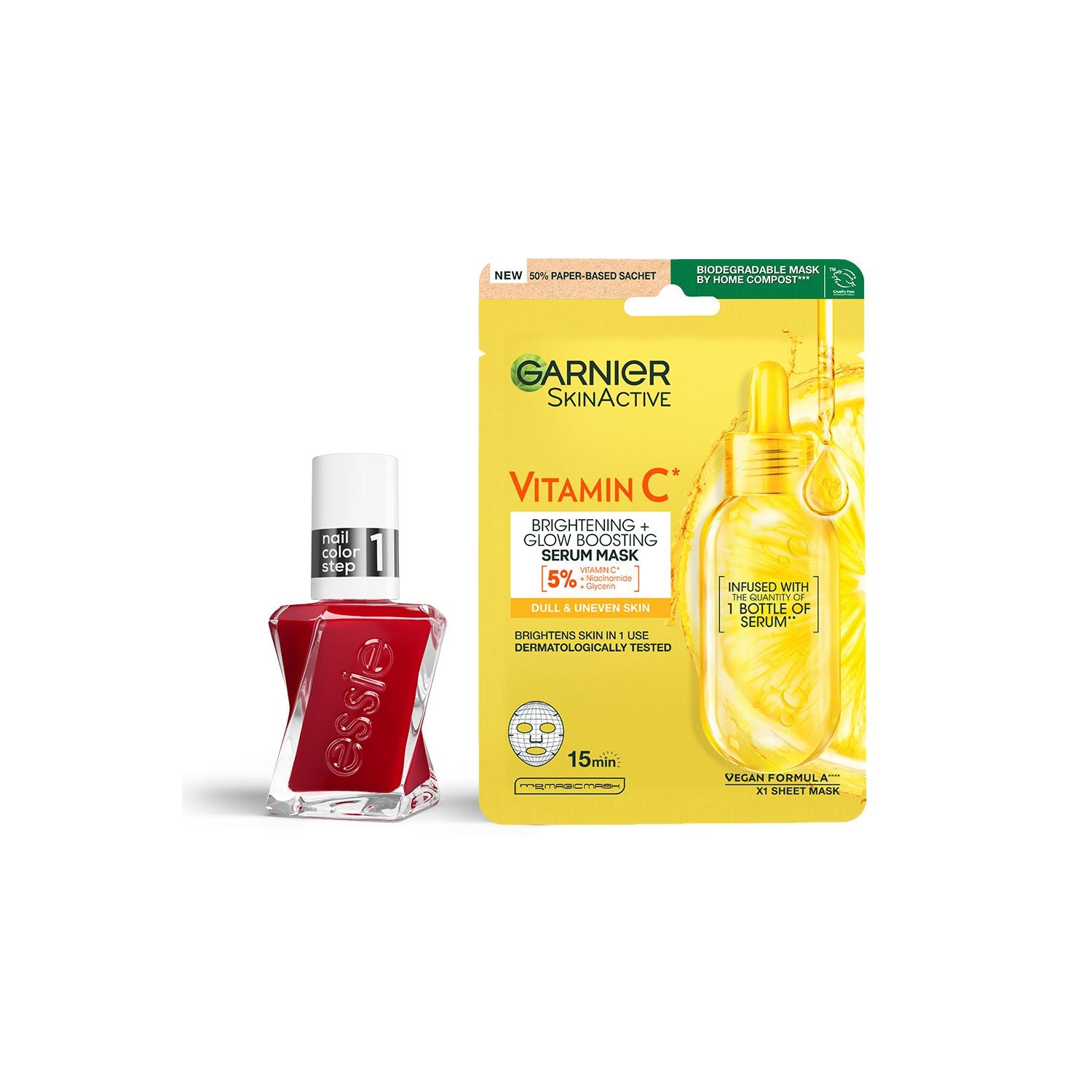 Essie nail polish and Garnier Vitamin C face mask bundle - British product
