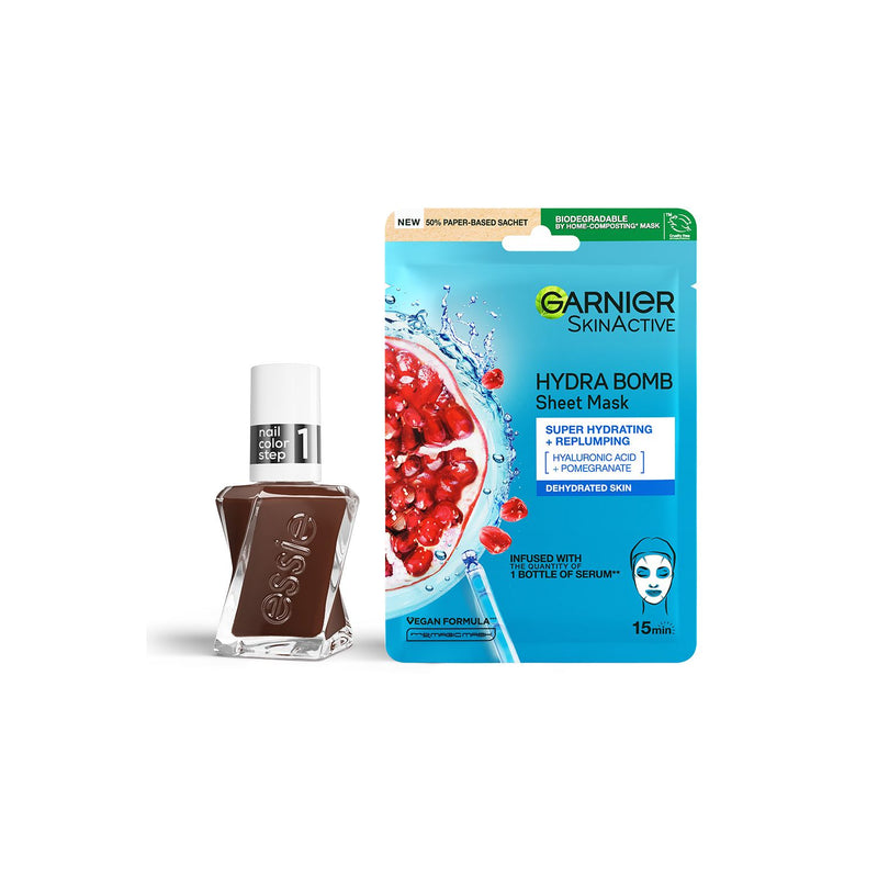 Essie Gel Couture nail polish and Garnier sheet mask bundle - British product