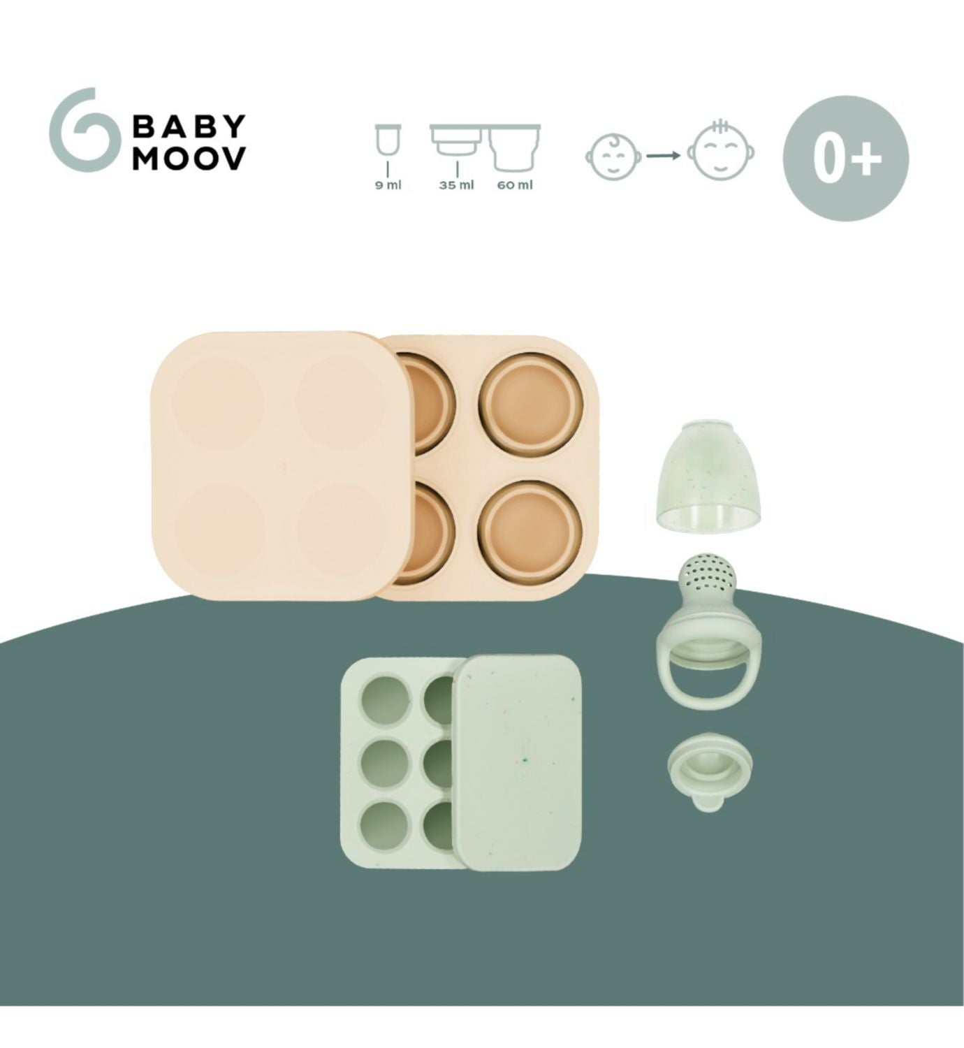 Babymoov silicone food containers and feeder set (British brand)