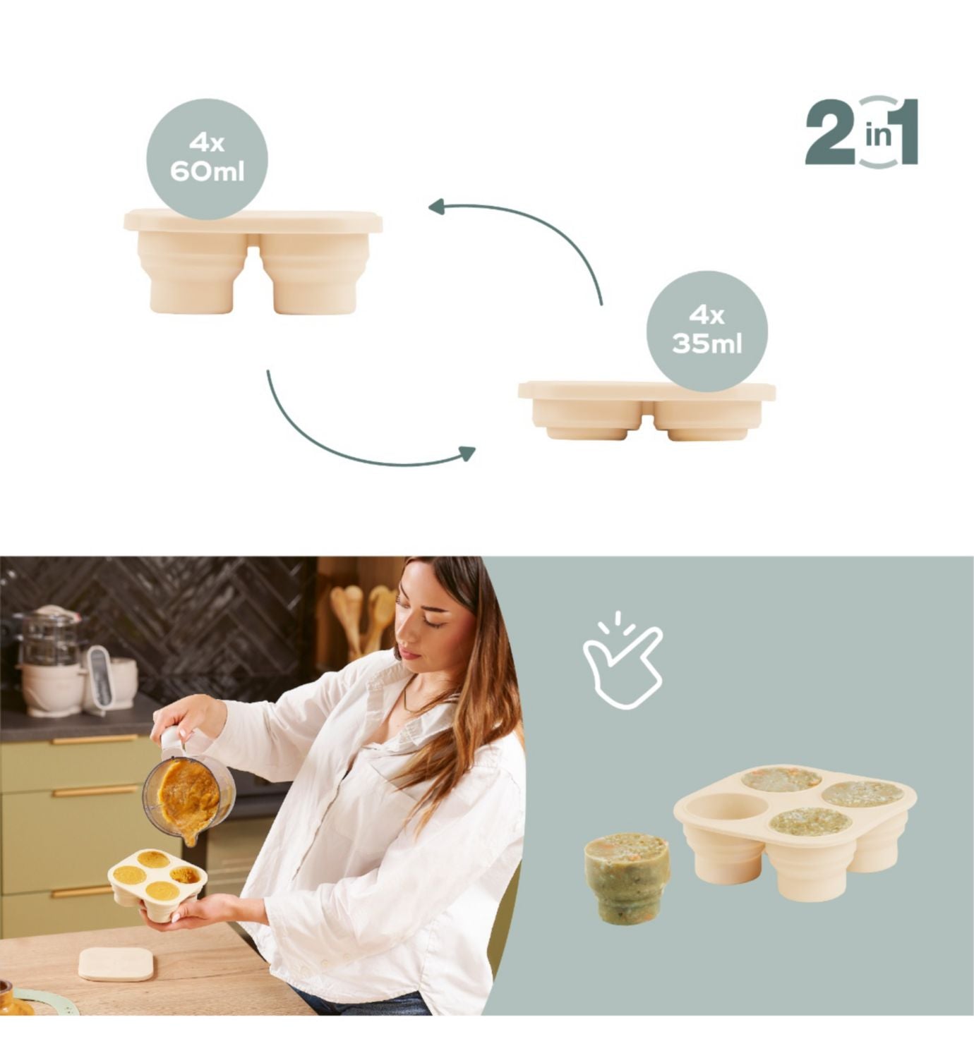 Babymoov silicone food containers and feeder set (British brand)